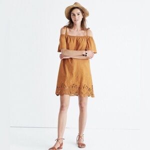 Madewell Eyelet Cold Shoulder Dress Burnt Orange Pumpkin XL Summer Dress